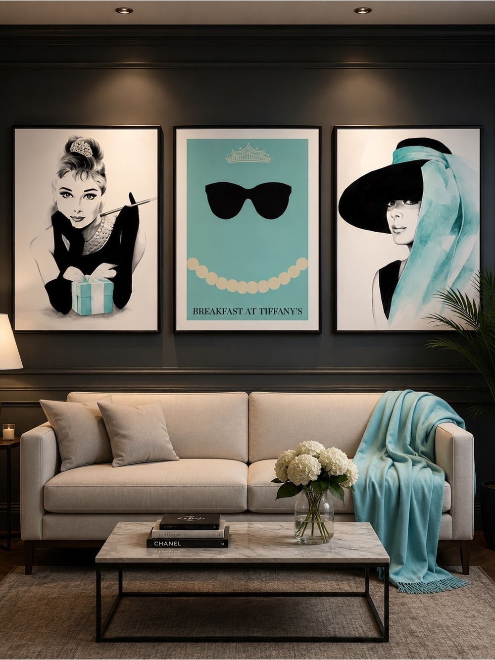 SET 3 Audrey Hepburn Breakfast at Tiffany’s print picture wall art Office decor